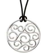 Picture of Sterling Silver 1/6 CT TW DIAMOND PENDANT ON 18" BLACK LEATHER CORD Dia Pend On 18" Blk Leather Co