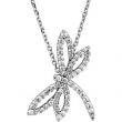 14K White Gold Diamond Dragonfly Necklace