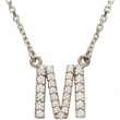 14K White Gold M Diamond Necklace