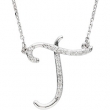 Sterling Silver T Diamond Necklace