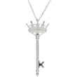 Sterling Silver 1/10 CT TW 18" Diamond Crown Key Necklace