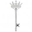 Sterling Silver 1/10 CT TW DIAMOND CROWN KEY PENDANT Diamond Crown Key Pendant