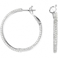 Picture of 14K White Gold Pair Diamond Inside Outside Hoop Earrings