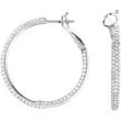 14K White Gold Pair Diamond Inside Outside Hoop Earrings