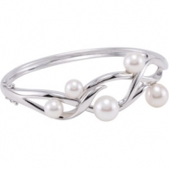 Picture of Sterling Silver 6.5- 06.50 Inch Freshwater Cultured Pearl Bangle Bracelet