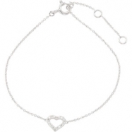 Picture of 14K White Gold 07.00 Inch Diamond Heart Bracelet