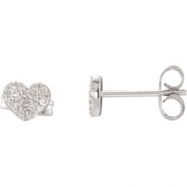 Picture of 14K White Gold Pair Diamond Heart Earrings