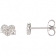 14K White Gold Pair Diamond Heart Earrings