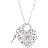 Picture of Sterling Silver 18.00 Inch Diamond Heart Necklace