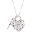 Sterling Silver 18.00 Inch Diamond Heart Necklace
