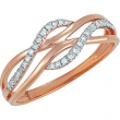 14K Rose Gold Diamond Ring With Rhodium Plating