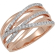 14K Rose Gold Diamond Ring With Rhodium Plating