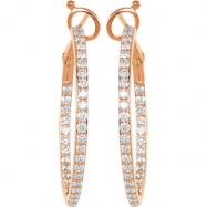 Picture of 14K Rose Gold Pair Diamond Hoop Earrings