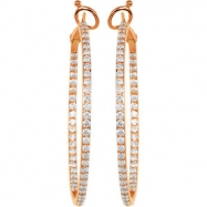 Picture of 14K Rose Gold Pair Diamond Hoop Earrings