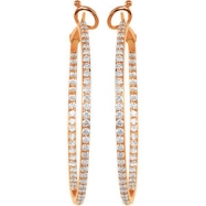 Picture of 14K Rose Gold Pair Diamond Hoop Earrings