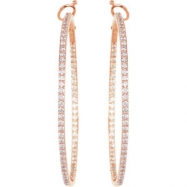 Picture of 14K Rose Gold Pair 2 Diamond Hoop Earrings