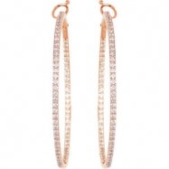 14K Rose Gold Pair 2 Diamond Hoop Earrings Picture of 14K Rose Gold Pair 2 Diamond Hoop Earrings