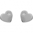 Sterling Silver Pair Diamond Heart Earrings