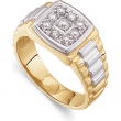 14K White Yellow Gold Two Tone Gents Diamond Ring