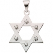 14K Yellow Gold Star Of David Pendant With Diamond