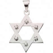 14K White Gold Star Of David Pendant With Diamond Picture of 14K White Gold Star Of David Pendant With Diamond