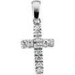 14K Yellow 12.00 X 08.00 MM CHILDRENS CROSS WITH CZ AND WITH 15" CHAIN Youth Cross With Cz W/15" Ch