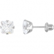 Nickel Pair Inverness Palladium Plated Square Cubic Zirconia Earring