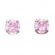 14K White Gold Pair Cubic Zirconia Inverness Pink Cz Earring