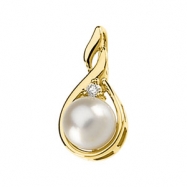 Picture of 14K Yellow Gold Cultured Pearl And Diamond Pendant