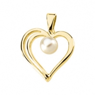Picture of 14K Yellow Gold Cultured Pearl Heart Pendant