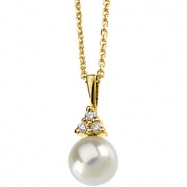Picture of 14K Yellow Gold Cultured Pearl And Asmb Pendant On Cable Chain