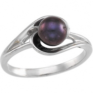 Picture of 14K White Gold Black Cultured Pearl Ring