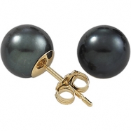 Picture of 14K White Gold Pair Akoya Cultured Black Pearl Earrings