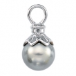 14K White Gold Near Round Tahitian Pearl Pendant