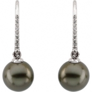 Picture of 14K White Gold Pair Near Round 1 8c Tahitian Pearl And Diamond Earring