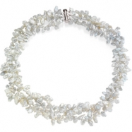 Picture of Sterling Silver 8.00 - 09.00MM/19.00 INCH;P;FRESHWATER KESHI WHITE CULUTRED PEARL NECKLACE Freshwater Keshi White Culture