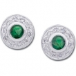 14K White Gold Pair Genuine Emerald And Diamond Earring