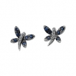 14K White Gold Pair 14kw Black Rhodium Plated Genuine Blue Sapphire And Diamond Earring