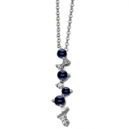 Picture of 14K White Gold Genuine Sapphire And Diamond Necklace