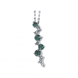 14K White Gold Genuine Emerald And Diamond Necklace