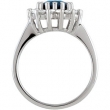 14K White Gold Genuine Sapphire And Diamond Ring