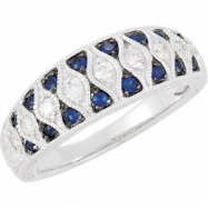 Picture of 14K White Gold Genuine Blue Sapphire And Diamond Ring