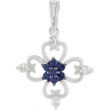 Sterling Silver Genuine Blue Sapphire & Diamond Pendant