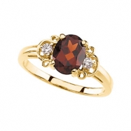 Picture of 14K Yellow Gold Genuine Mozambique Garnet And Diamond Ring