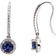 Picture of 14K White Gold Pair Genuine Tanzanite & Diamond Earrings