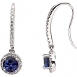 14K White Gold Pair Genuine Tanzanite & Diamond Earrings