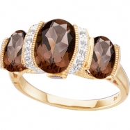 Picture of 14K Yellow Gold Genuine Smoky Quartz And Diamond Ring