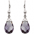 14K White Gold Pair 12x8 Genuine Amethyst Earring