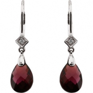 Picture of 14K White Gold Pair 10x7 Genuine Brazilian Garnet And Diamond Earring