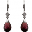14K White Gold Pair 10x7 Genuine Brazilian Garnet And Diamond Earring